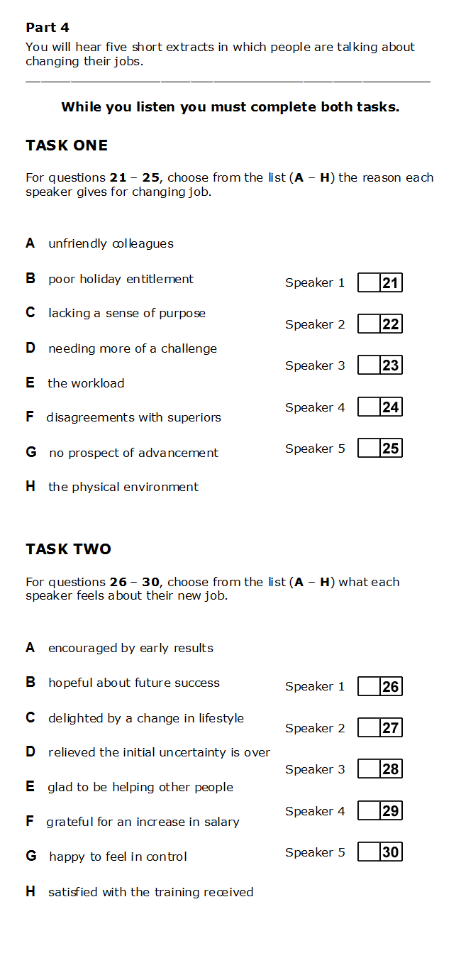 CAE Listening Part 4 Test