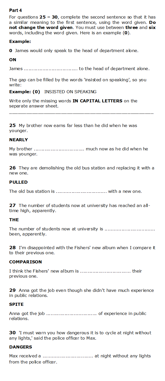 CAE Reading/UOE Part 4 Test