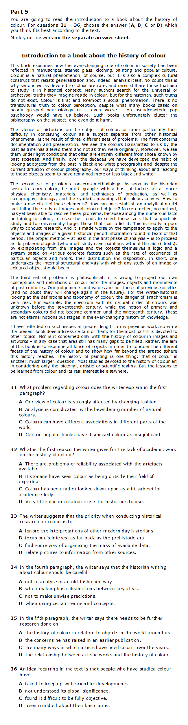 CAE Reading/UOE Part 5 Test
