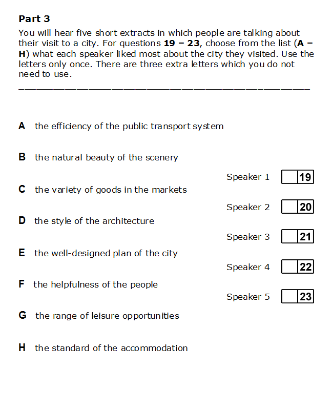 FCE Listening Part 3 Test