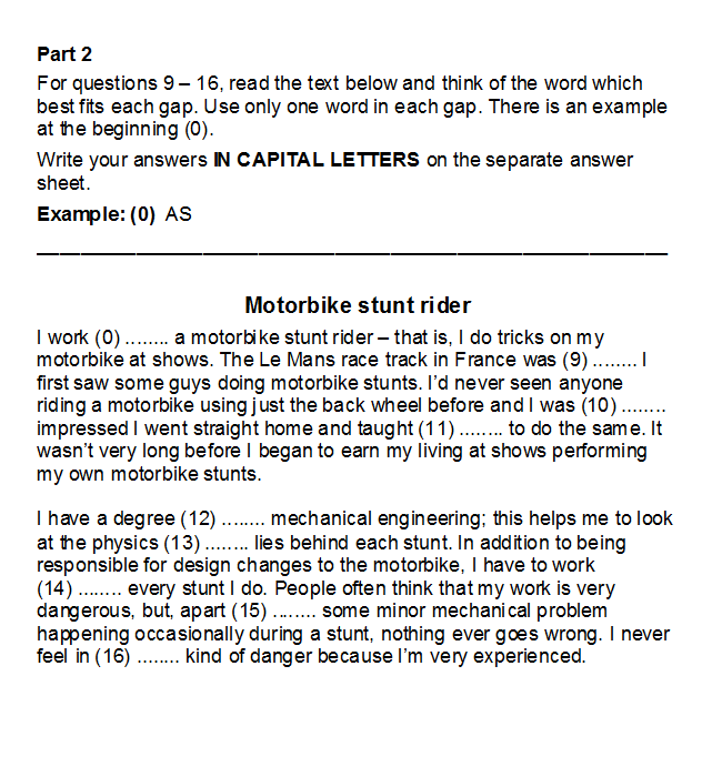 FCE Reading/UOE Part 2 Test